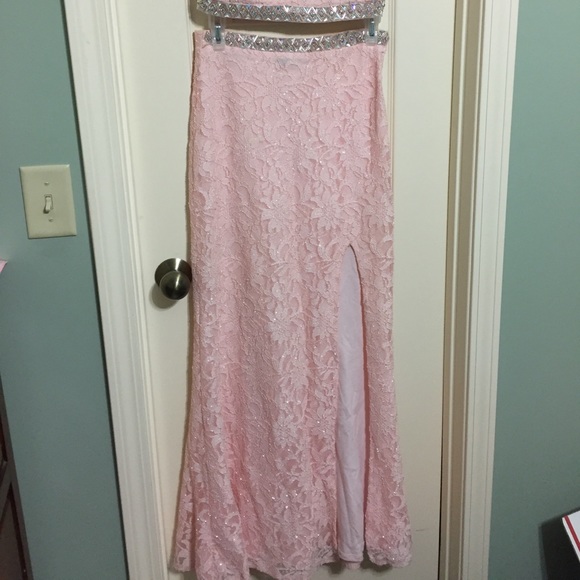 Sparkly City Triangles Two Piece Prom Dress - Picture 3 of 8